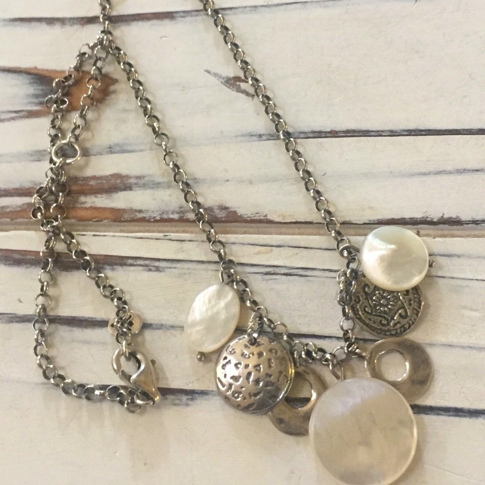 Silpada 925 MOP & silver medallion necklace
